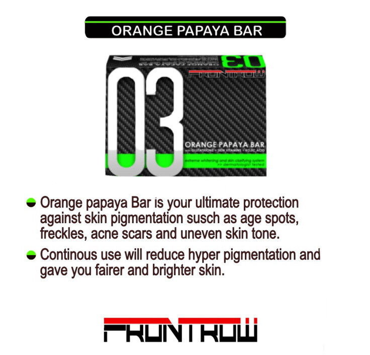 Frontrow Orange Papaya Bar Soap with Glutathione+Skin Vitamins+Kojic Acid