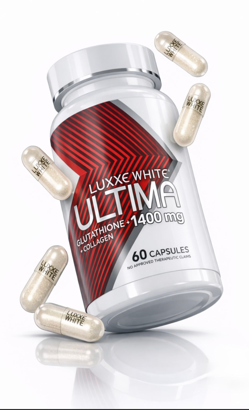 Luxxe White Ultima Glutathione + Collagen 1400mg with Hynalouric Acid, Niacinamide, & Oral Sunblock