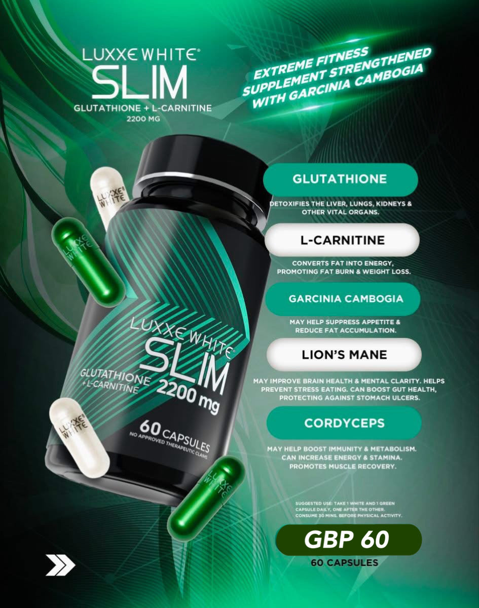 Luxxe White Slim Glutathione + L-Carnitine, Cordyceps, Lion’s Mane 2200mg