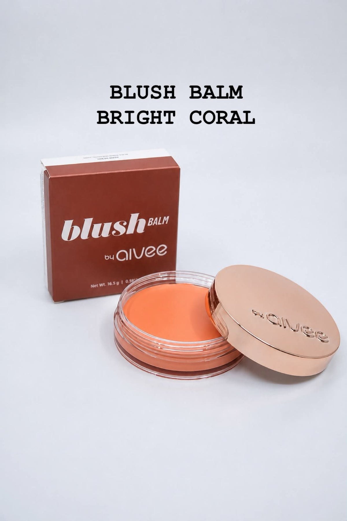 Aivee Blush Balm in Bright Coral with packaging